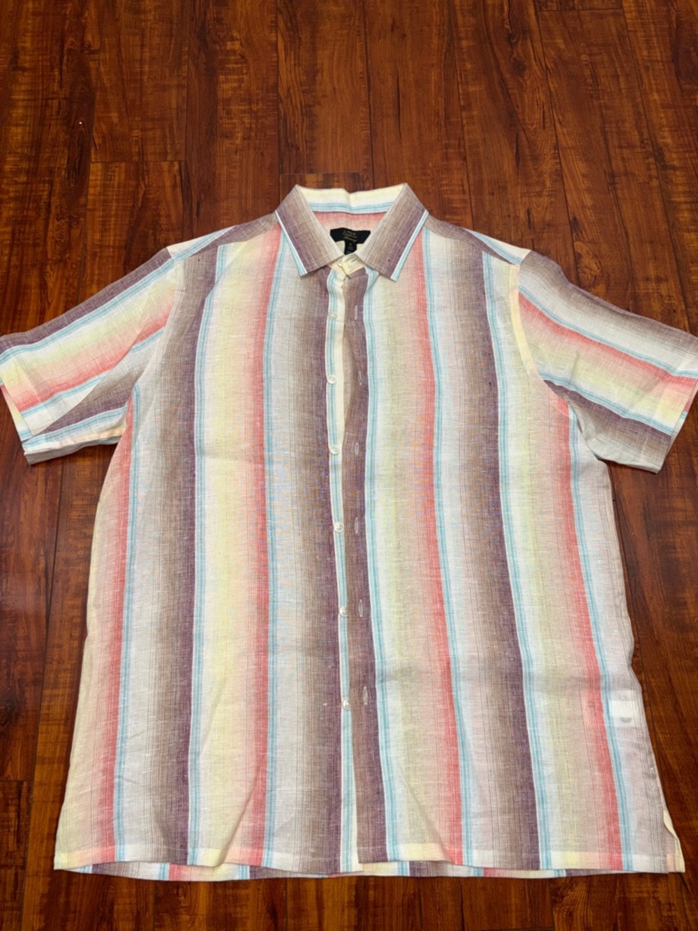 Club Room Short-Sleeve Button-Down Shirt - Pastel Blue, Pink, Yellow, Brown